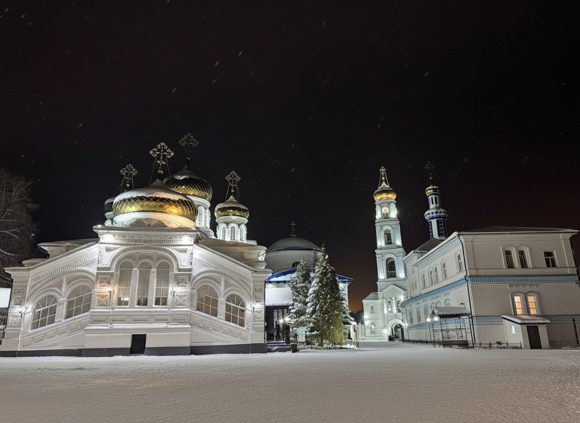 В Раифском Богородицком монастыре проходит Рождественский фестиваль ледовых и снежных скульптур «Лёд и свет»