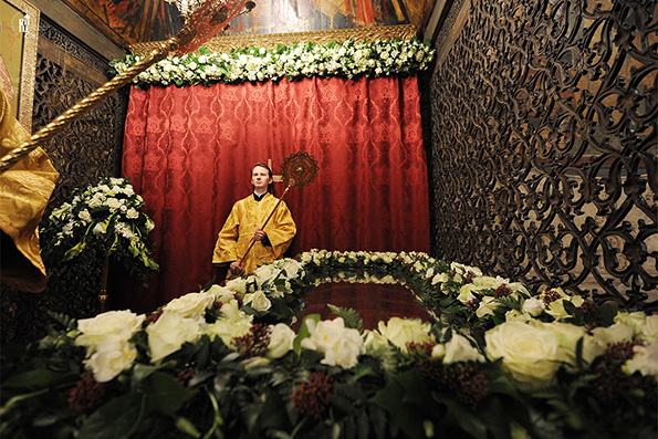 Место погребения Патриарха Ермогена в Успенском соборе