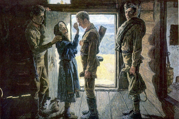 Мать благословляет солдата